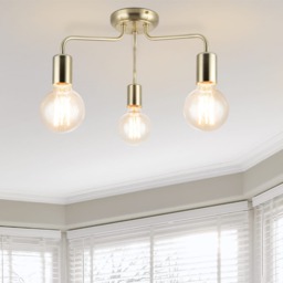 COSYLYTE Fraser 3 Light Modern Metal Ceiling Flush Light - Brushed Brass Gold Brushed Brass 1
