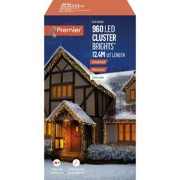 Premier ClusterBrights 960 LED Lights 12.4m - Vintage Gold Multi