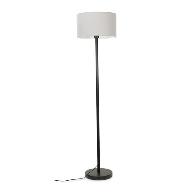 ValueLights Charlie Black Metal Floor Lamp Grey Shade