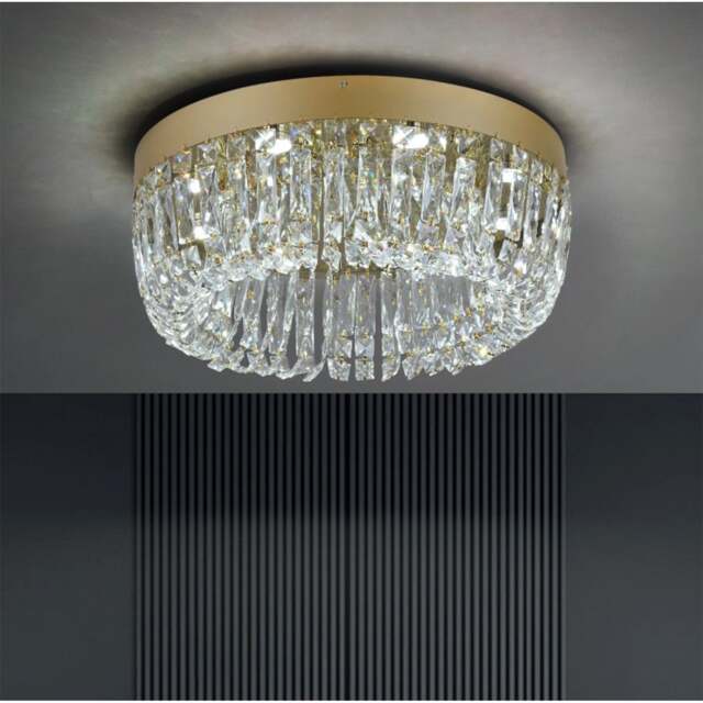 LED Ceiling Light Crystal Chandelier Gold Pendant Light 3 Color Lights 50x21cm