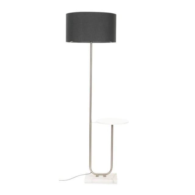 ValueLights Tavel Brushed Chrome Floor Lamp Charcoal Shade and Bulb