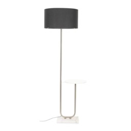 ValueLights Tavel Brushed Chrome Floor Lamp Charcoal Shade and Bulb