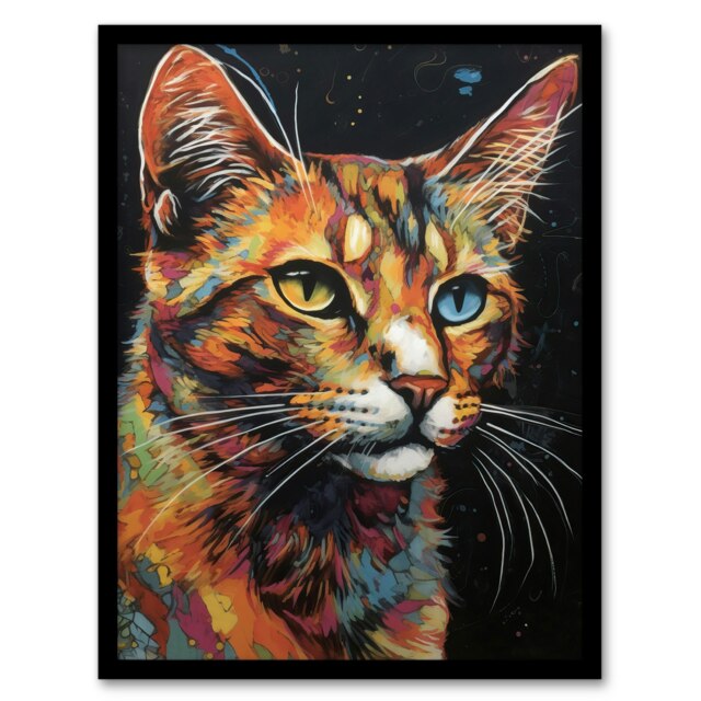 Cats Eyes By Amy Longford Tortoiseshell Black Framed Wall Art Print A4