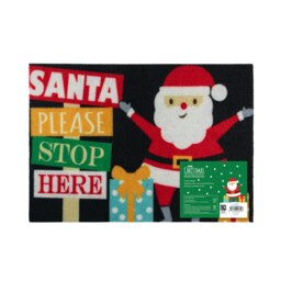 JVL Christmas Machine Washable Door Mat, 40x57cm- Santa