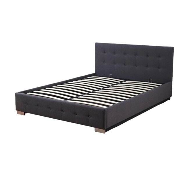 The Oslo Charcoal Linen Tufted Ottoman Bed Frame - King Grey Charocal King