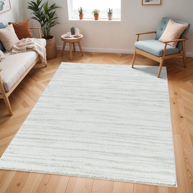 LIVABLISS Cloudy Shaggy-Modern Soft Plush Pile Rug 160 x 213 cm Ivory Grey