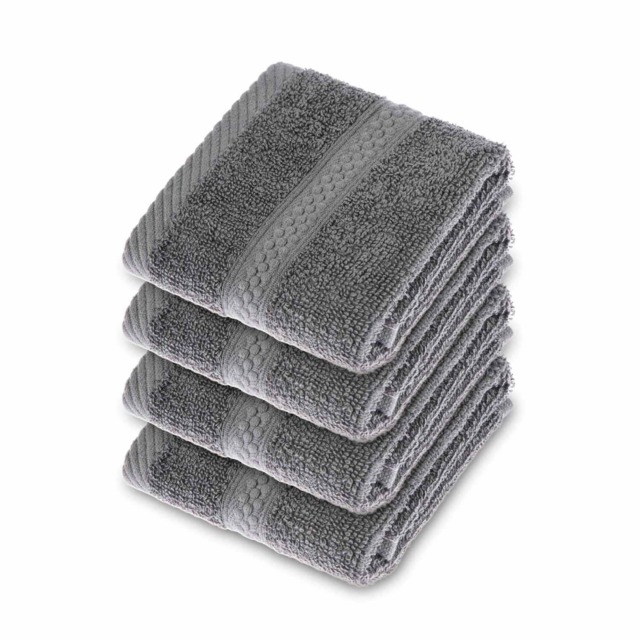 Homescapes Turkish Cotton Grey Face Cloth - Set of 4