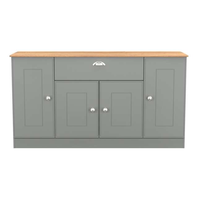 Albert 4 Door 1 Drawer Wide Sideboard in Dusk Grey & Riviera Oak (Ready Assembled) Grey Dusk Grey & Riviera Oak