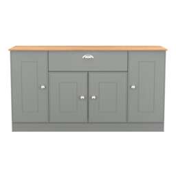 Albert 4 Door 1 Drawer Wide Sideboard in Dusk Grey & Riviera Oak (Ready Assembled) Grey Dusk Grey & Riviera Oak