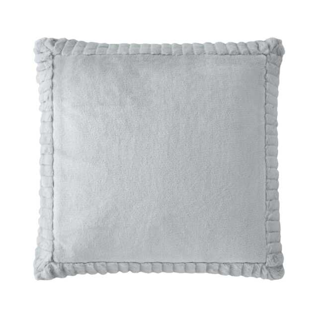 Catherine Lansfield Velvet and Faux Fur Soft Touch Cushion Silver Silver Grey 55x55cm