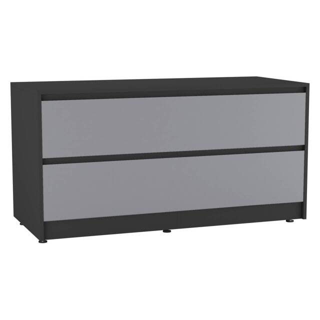 URBNLIVING 4 Drawer Wide Chest Of Drawers Bedroom Storage Unit Multi Black Carcass + Grey Drawers