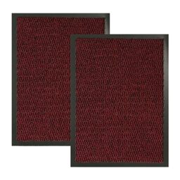 KAV Washable Door Mat Dirt Trapper Durable Non-Slip Barrier Mats Perfect Dust Absorbent Rug(40x60)cm, (1.31x1.97)Ft Red/Black