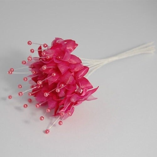 Red Pearled Baby's Breath Fabric Flowers - 6 Bunches of 12