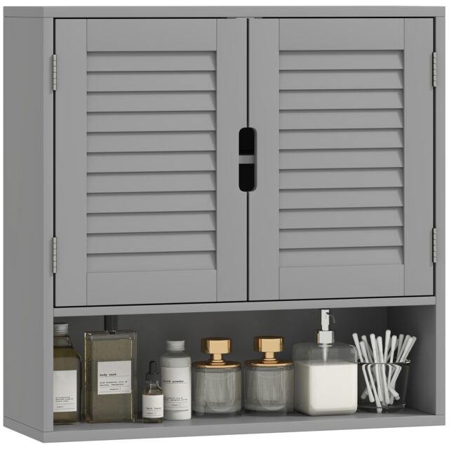 HOMCOM Bathroom Cabinet, Wall Mounted Storage Cabinet with Adjustable Shelves and Soft-Close Door, Toilet Storage Cupboard for Bathroom, Living Room, 60 x 20 x 60 cm, Grey Grey