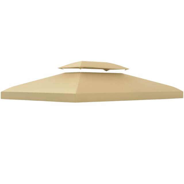 Outsunny 3x4m Gazebo Canopy Replacement, 2 Tier Top Roof UV Cover Garden Patio Outdoor Sun Awning Shelters (TOP COVER ONLY) Cream Cream