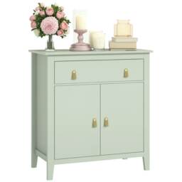 HOMCOM Sideboard, Modern Storage Cabinet with Drawer, Adjustable Shelf and PU Pulls for Living Room, Dining Room, Kitchen, Light Green Green