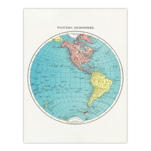 "Western Hemisphere 1908 Map Rand McNally Vintage Huge Wall Art Poster 24X32"""