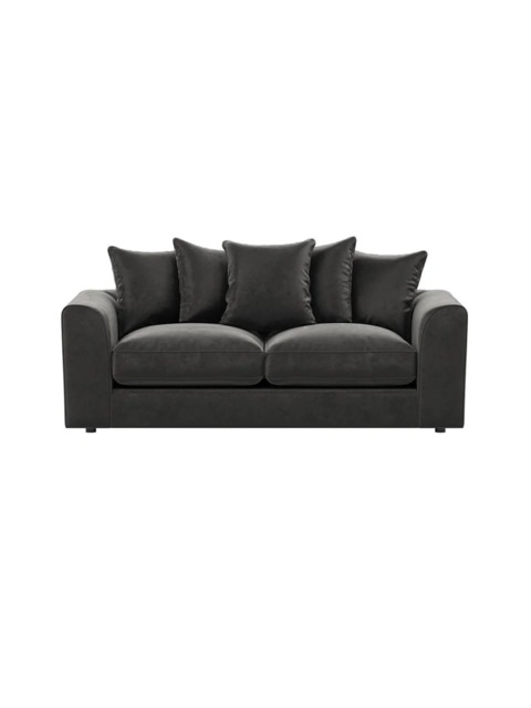 PLUSH VELVET BLACK 3 SEATER SOFA SUITE
