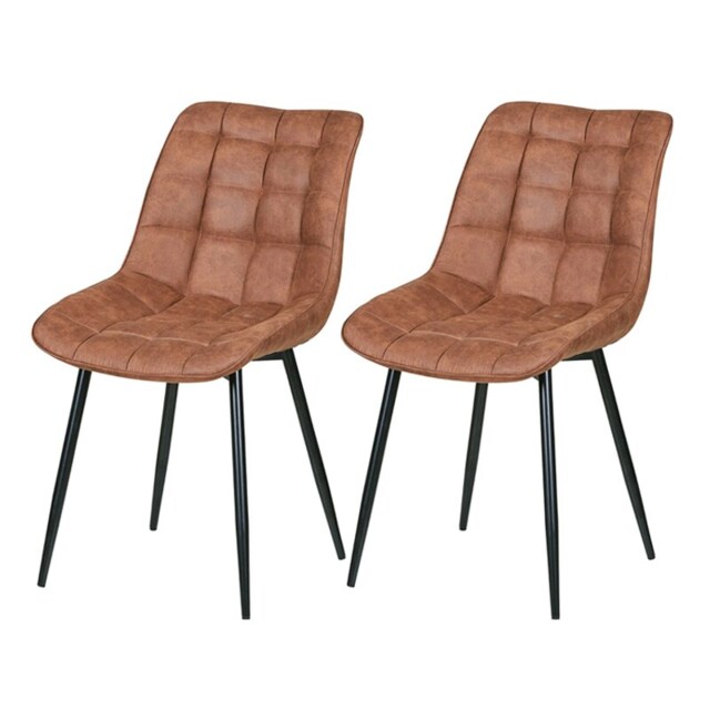 Set of 2 Tan Suede Effect Dining Chairs Plush Padded Upholstered Accent Chair - Alba by MCC