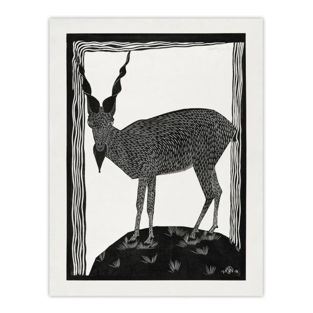 "Stylised Markhor Goat Samuel J De Mesquita Huge Wall Art Poster Print 24X32"""