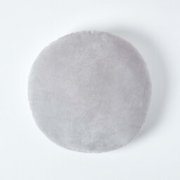 Homescapes Light Grey Velvet Cushion - 40 cm Round Grey Light grey 1