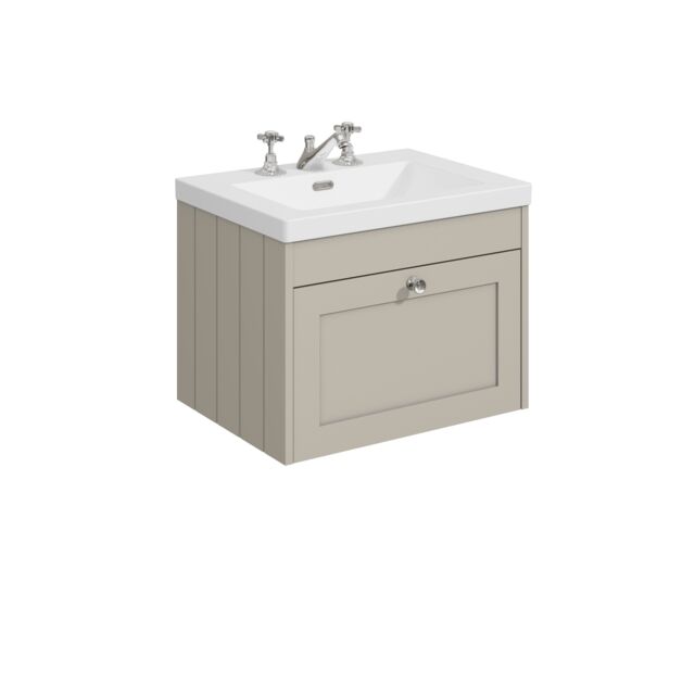 Balterley Wall Hung 1 Drawer Unit with Minimalist Basin 3 Tap Hole Grey 431 x 600 x 453mm