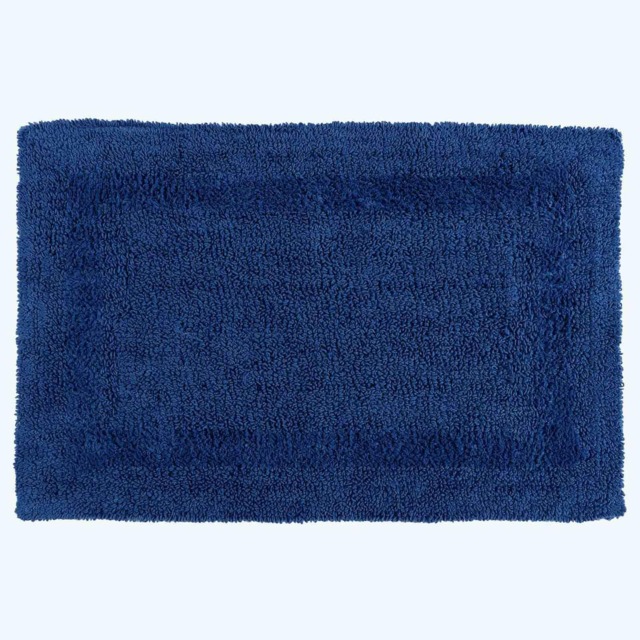 Homescapes Luxury Reversible Cotton Bath Mat - Navy Blue Navy Blue