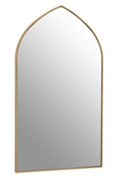 Orsina Arched Wall Mirror, Contemporary Antique Mirror, Versatile Lounge Mirrors, Compact Gold Finish Framed Mirror