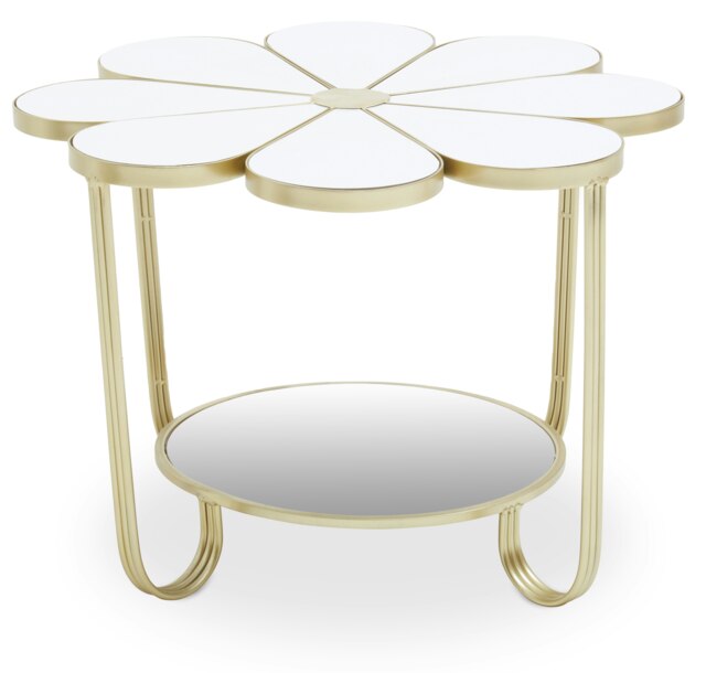 Jodie White Top Petal Shape Table Gold