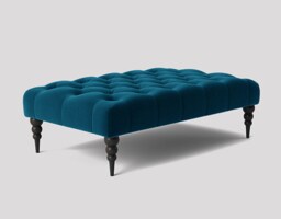 Alyana 150cm Rectangle Ottoman Bench with Wooden Legs- Emerald Green Plush Velvet Chesterfield Upholstered Footstool