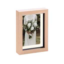 "Nicola Spring 5 x 7"" Photo Frame - Light Wood/Ivory Mount - 3D Photo Frame Picture Frame Box Portrait Display Case (20 x 15cm)"