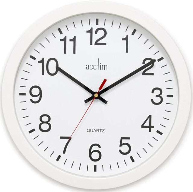 Acctim Controller Wall Clock Non-Ticking Sweep Easy Read Numbers Quartz 35cm