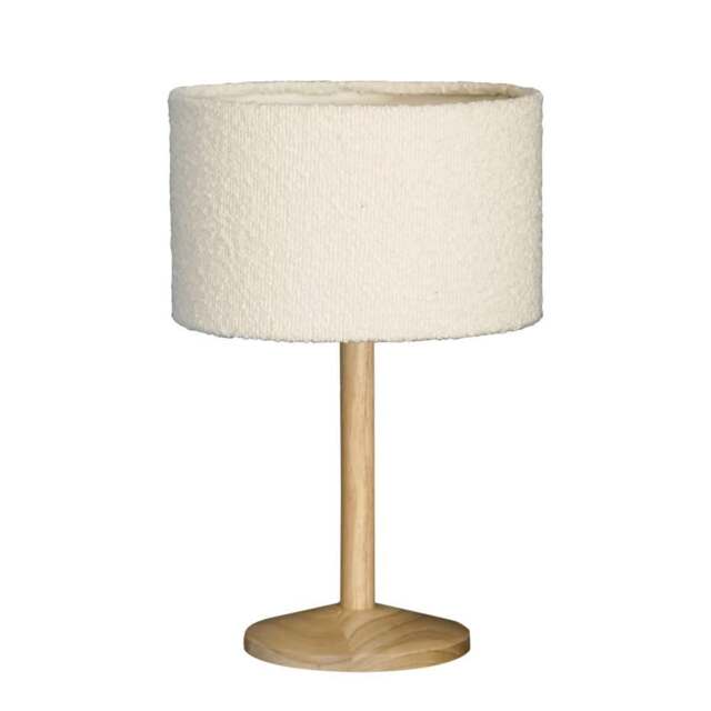 ValueLights Triston Light Wood Table Lamp Cream Shade