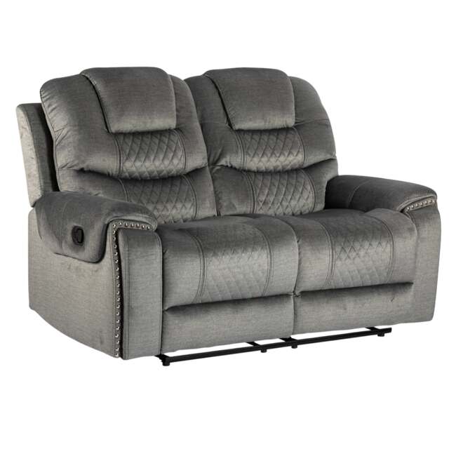 Chenille Fabric Grey 2 Seater Manual Recliner Sofa RAVENNA