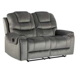 Chenille Fabric Grey 2 Seater Manual Recliner Sofa RAVENNA