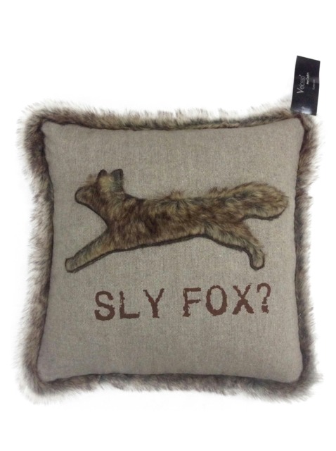 Fur Trim Edge Cushion - 43cm x 43cm Cream Beige