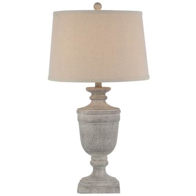 Ossia Table Lamp with Linen Shade - Resin - L38 x W38 x H71 cm - White