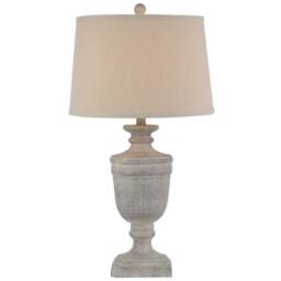 Ossia Table Lamp with Linen Shade - Resin - L38 x W38 x H71 cm - White