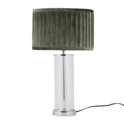 Aura - Chrome Table Lamp with Green Pleated Velvet Shade Chrome Polished chrome plate with clear glass detail and green pleated velvet 1