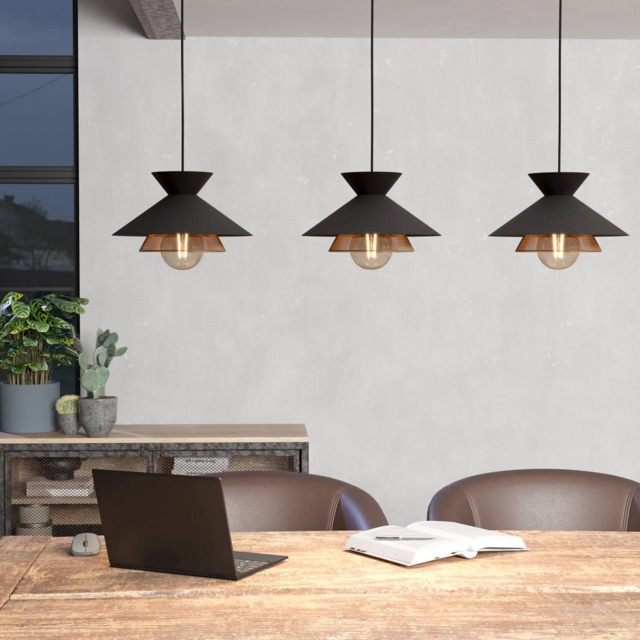 EGLO Grizedale Steel Black and Brass 3-Light Pendant