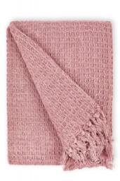 "Waffle Collection Recycled Cotton Throw in Blush Pink (50"" x 60"")"
