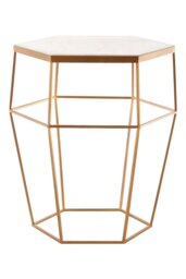 Shalimar Hexagonal Marble Top Side Table Gold