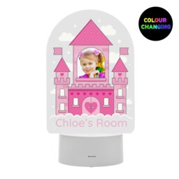 Personalised Pink Castle Photo Upload LED Colour Changing Night Light