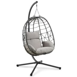 VonHaus Grey Hanging Egg Chair for Indoor and Outdoor