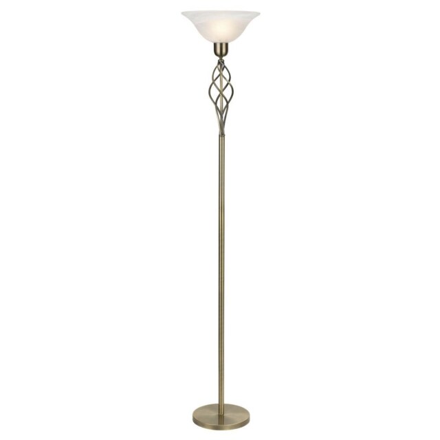 Classic Knot Twist Floor Lamp Uplighter in Antique Brass Gold