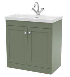 Balterley Swynnerton Traditional 2 Door Floor Standing Vanity Unit with Thin Edge Basin, Satin Green, 800mm