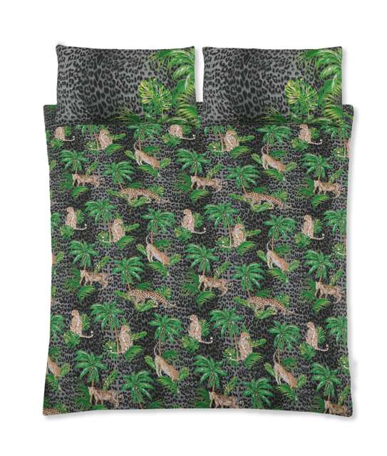 Velosso Leopard Jungle Printed Cotton Blend Duvet Cover and Pillowcase Set Green Single