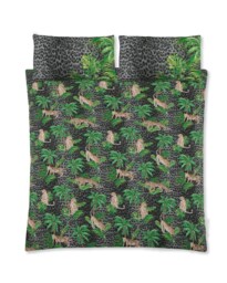 Velosso Leopard Jungle Printed Cotton Blend Duvet Cover and Pillowcase Set Green Single