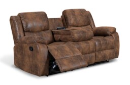 Faux Leather Suede Brown 3 Seater Manual Recliner Sofa NAPLES