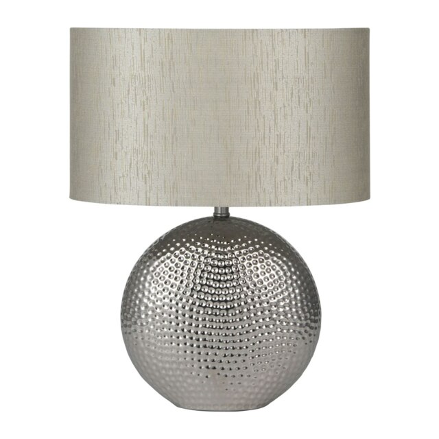 Silver Dot Textured Ceramic Table Lamp Art Decor Base and Lamp